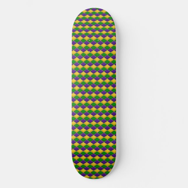 Mardi Gras Harlequin Pattern Skate Deck - med (Front)