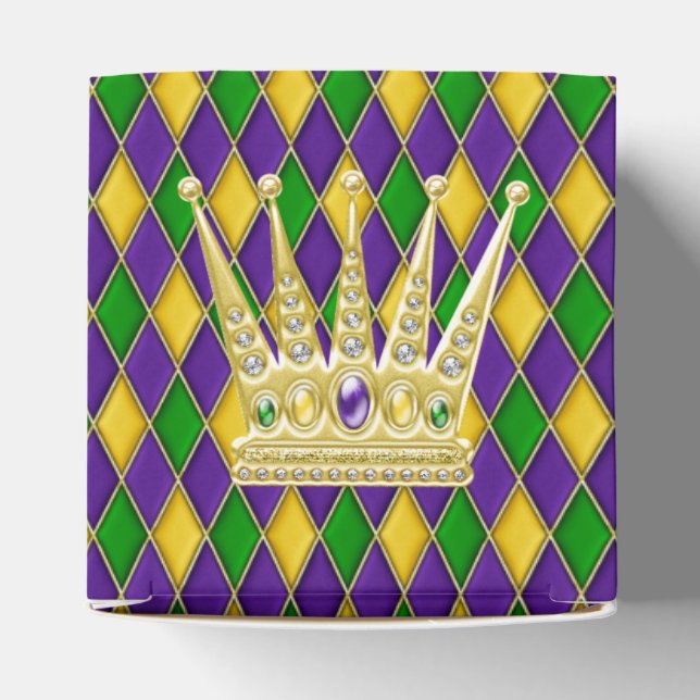 Mardi Gras Harlequin pattern with Crown2 Favor Box (Top)