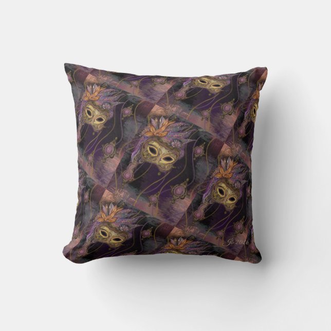 Mardi Gras Hat Throw Pillow (Front)