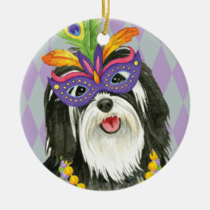 Mardi Gras Havanese Ceramic Ornament