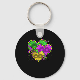 Mardi Gras Heart Fleur-de-lys Symbol Mardi Gras  Keychain