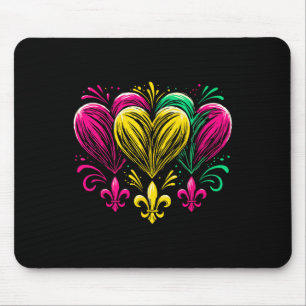Mardi Gras Hearts Cute Outfit Women Girls 2025 Mar Mouse Pad