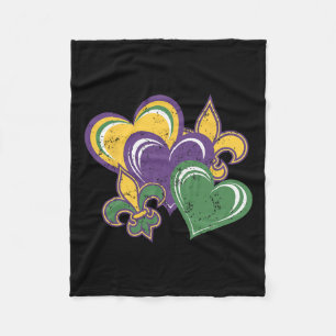 Mardi Gras Hearts Cute Outfit Women Girls Kids Tod Fleece Blanket