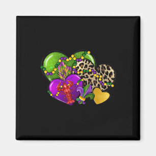 Mardi Gras Hearts Cute Outfit Women Girls Kids Tod Magnet