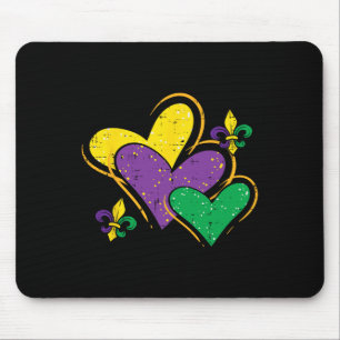 Mardi Gras Hearts Cute Outfit Women Girls Kids Tod Mouse Pad