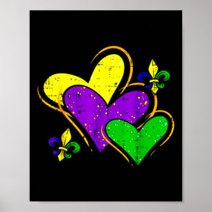 Mardi Gras Hearts Cute Outfit Women Girls Kids Tod Poster