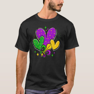 Mardi Gras Hearts Love Mardi Gras Fleur De Lys Fes T-Shirt