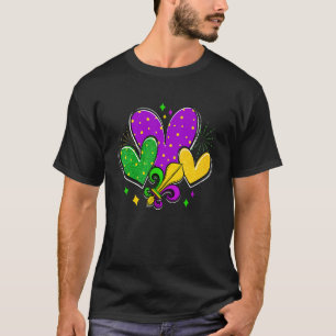 Mardi Gras Hearts Love Mardi Gras Fleur De Lys Fes T-Shirt