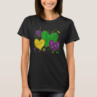 Mardi Gras Hearts Love Mardi Gras Women Men Costum T-Shirt