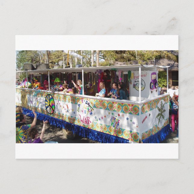 Mardi Gras Hippie Float Postcard (Front)