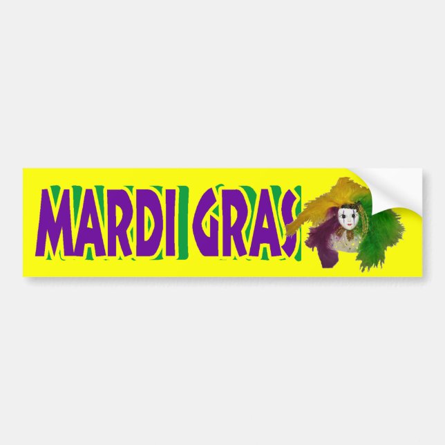 Mardi Gras Indian Mask Bumper Sticker (Front)