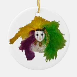 Mardi Gras Indian Mask Ceramic Ornament