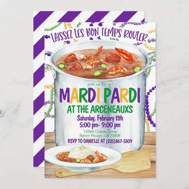 Mardi Gras Invitation (Front/Back)