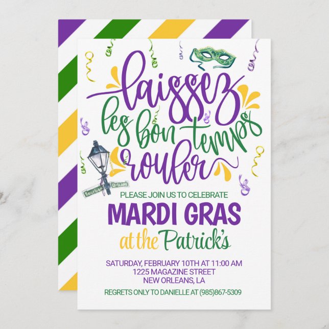 Mardi Gras Invitation (Front/Back)