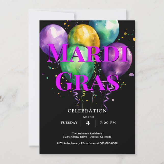 Mardi Gras  Invitation (Front)