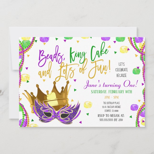 Mardi Gras Invitation de fête d'anniversaire (Devant)