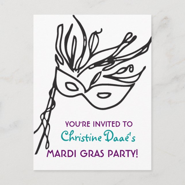 Mardi Gras! Invitation Postcard (Front)