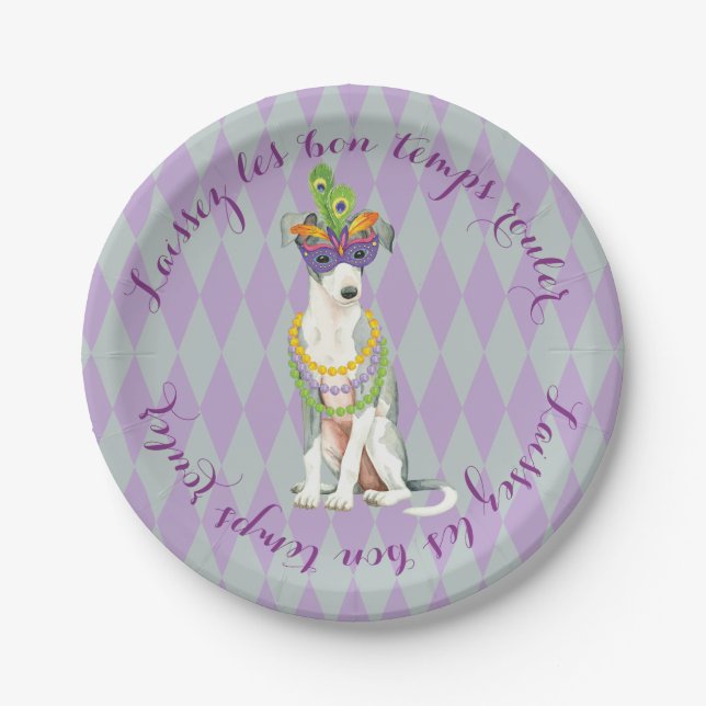 Mardi Gras Italian Greyhound Paper Plate (Front)