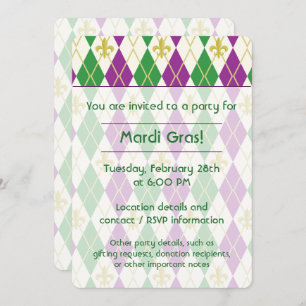 Mardi Gras Jacquard Party Invitation