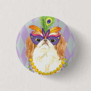 Mardi Gras Japanese Chin 1 Inch Round Button