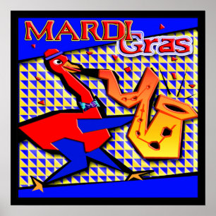 Mardi Gras Jazz Duck Poster