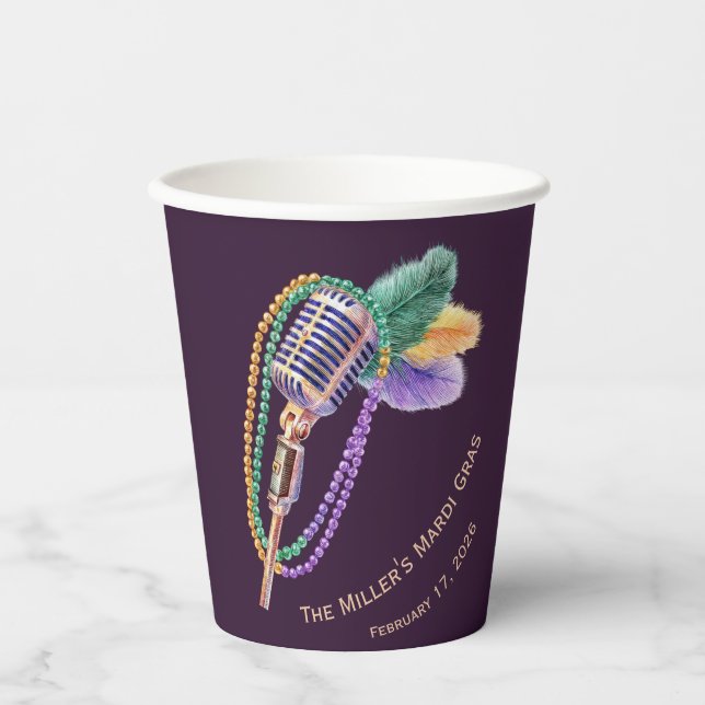 Mardi Gras Jazz Microphone Party Cups (Front)