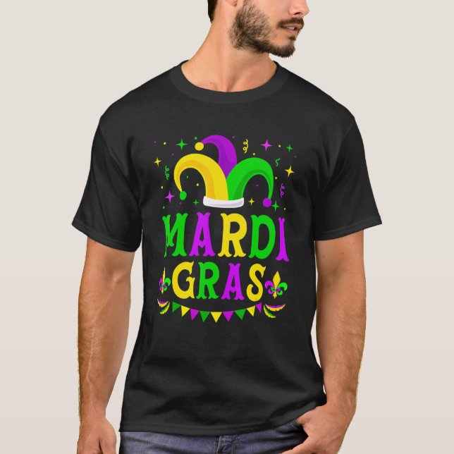 Mardi Gras Jester Hat Funny Parade Costume Men Wom T-Shirt (Front)