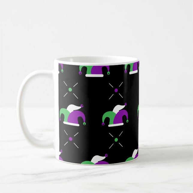 Mardi Gras Jester Hat Pattern Mug (Left)