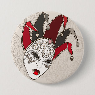 Mardi Gras Jester Mask Venetian Carnival 3 Inch Round Button