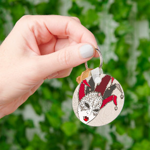 Mardi Gras Jester Mask Venetian Carnival Keychain