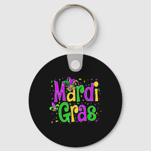 Mardi Gras Jester New Orleans Carnival Outfit Wome Keychain