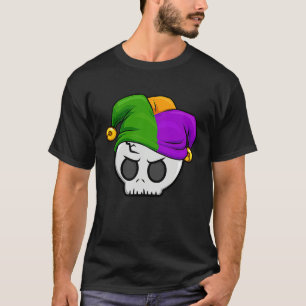 Mardi Gras Jester Skull New Orleans Carnival Para T-Shirt
