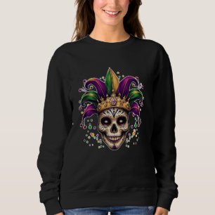 Mardi Gras Joker Sugar Skull Carnival New Orleans Sweatshirt