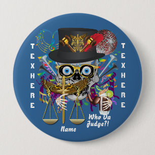 Mardi Gras Judge 30 colours view notes below 4 Inch Round Button