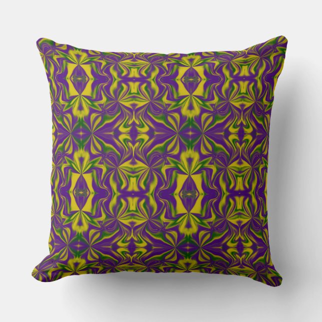 Mardi Gras Kaleidoscope Throw Pillow (Front)