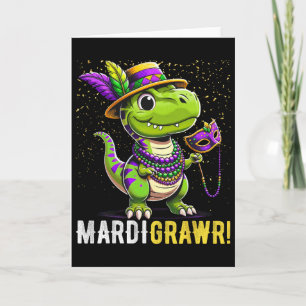 Mardi Gras Kids Shirt T Rex Dinosaur Mardi Grawr C Card