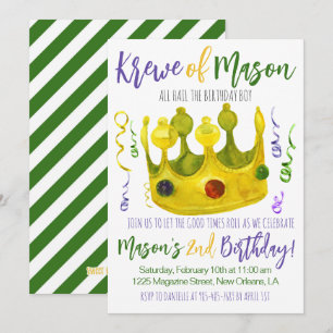 Mardi Gras King Birthday Invitation