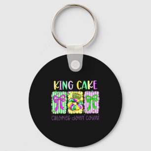Mardi Gras King Cake Coquette Bow Girl Women Carni Keychain