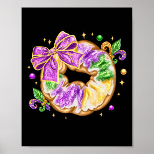 Mardi Gras King Cake New Orleans Fleur De Lis Coqu Poster