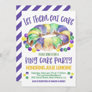 Mardi Gras King Cake Party Invitation