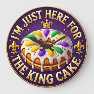 Mardi Gras King Cake Party Large Clock