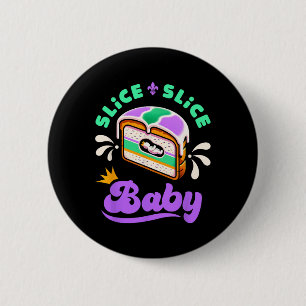Mardi Gras King Cake Slice Slice By 2 Inch Round Button