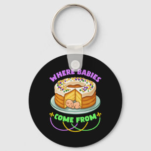 Mardi Gras King Cake Where Bybies Come From Keychain