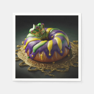 Mardi Gras King Cake With Crown Napkin