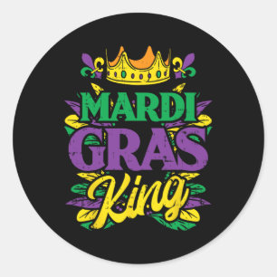 Mardi Gras King Crown Funny Mardi Gras Carnival Me Classic Round Sticker