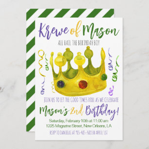 Mardi Gras King Invitation d'anniversaire