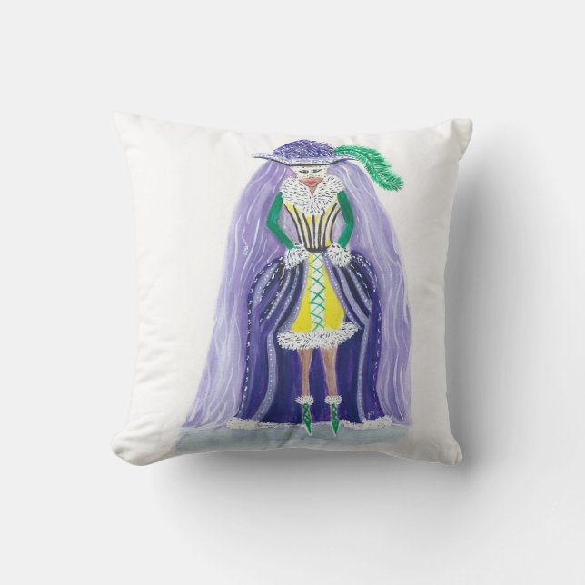 Mardi Gras King with the Mardi Gras Queen Throw Pillow (Front)