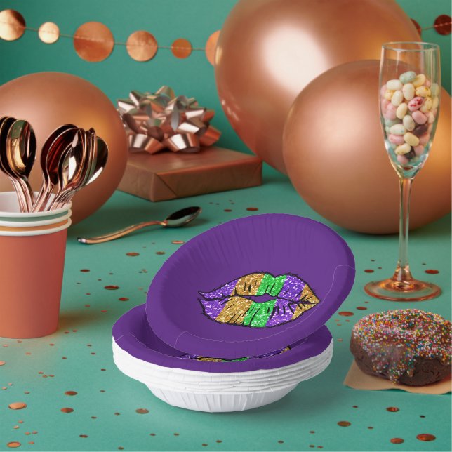 Mardi Gras Kiss Paper Bowls Paper Plate (Multi)