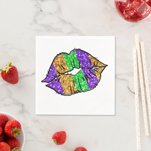 Mardi Gras Kiss Paper Napkins (Insitu)