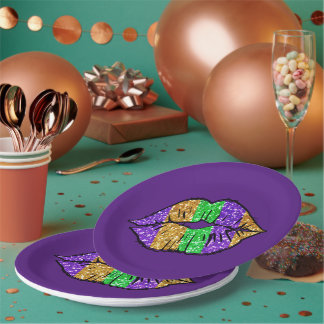 Mardi Gras Kiss Paper Plates
